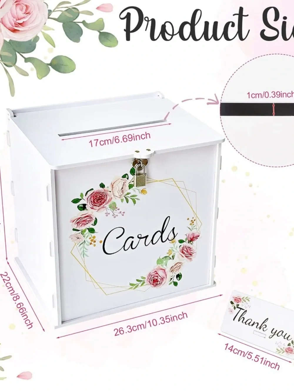 & Other Stories White Card Box with Pink Floral Wreath and Lock